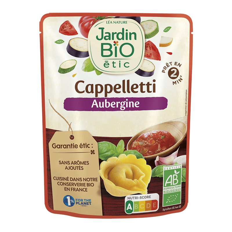 Organic aubergine cappelletti