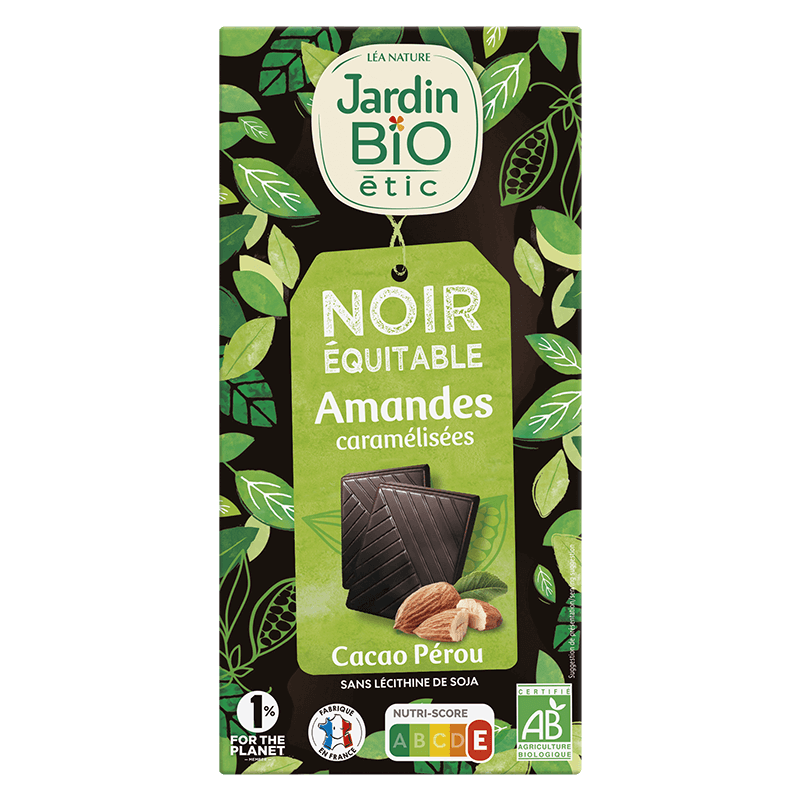 Organic dark chocolate with almonds