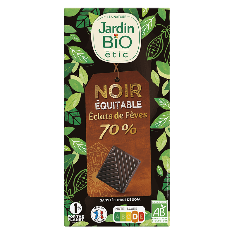 Organic dark chocolate – 70% with cocoa bean bits