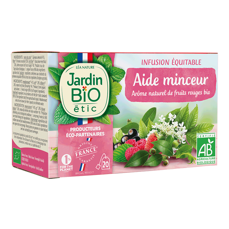 JARDIN BIO ETIC Infusion aide minceur aux arômes naturels de fruits rouges  bio 20 sachets 30g pas cher 