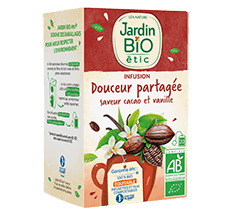 Organic herbal tea  Sweetness – Cocoa and vanilla flavour