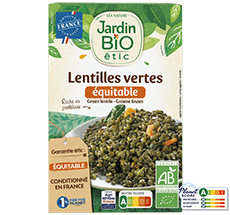 Lentilles vertes bio origine Vendée