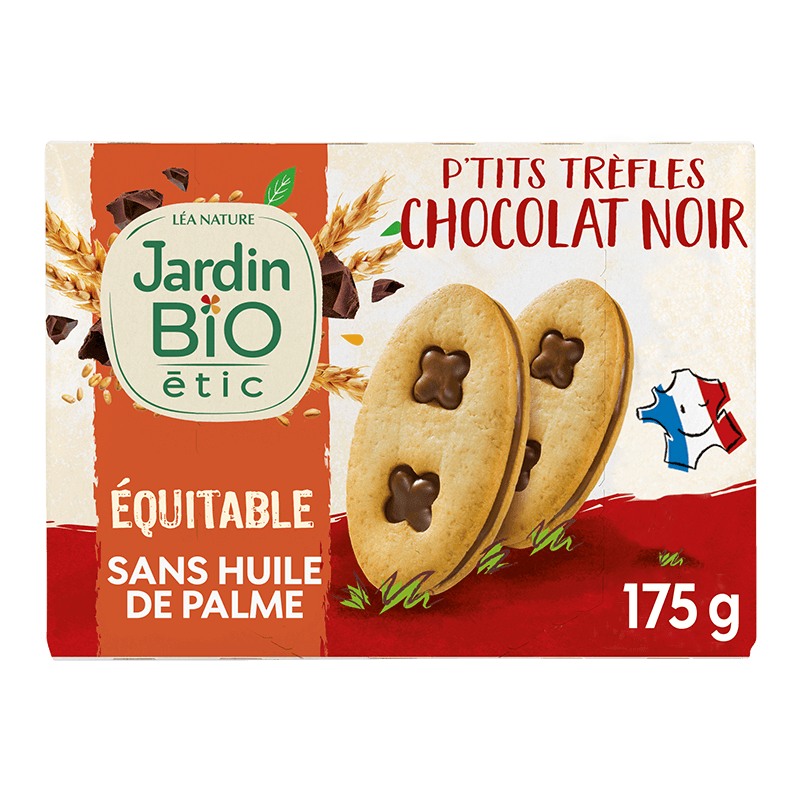 Organic dark chocolate « Little Clovers » (filled biscuits) Fair trade
