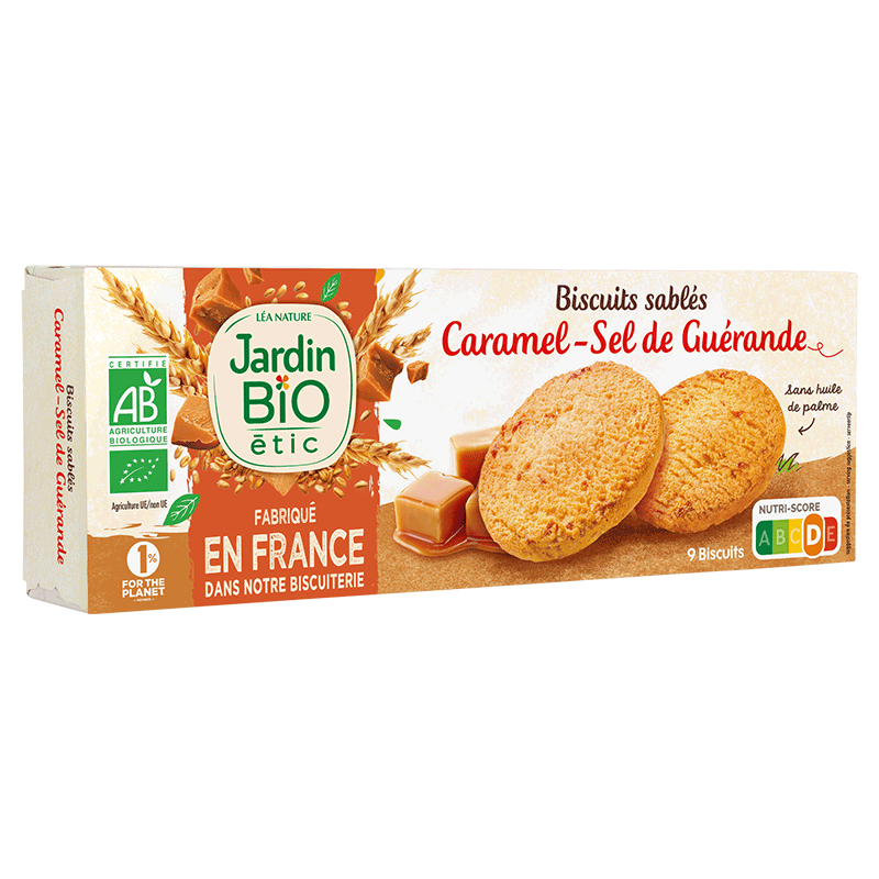 Organic shortbreads with caramel and Guérande salt