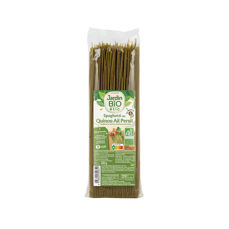 Organic quinoa, parsley and garlic spaghetti