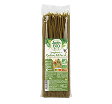 Organic quinoa, parsley and garlic spaghetti