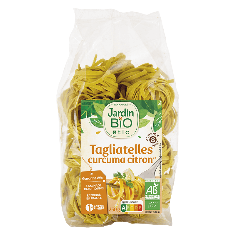 Organic lemon and turmeric tagliatelle