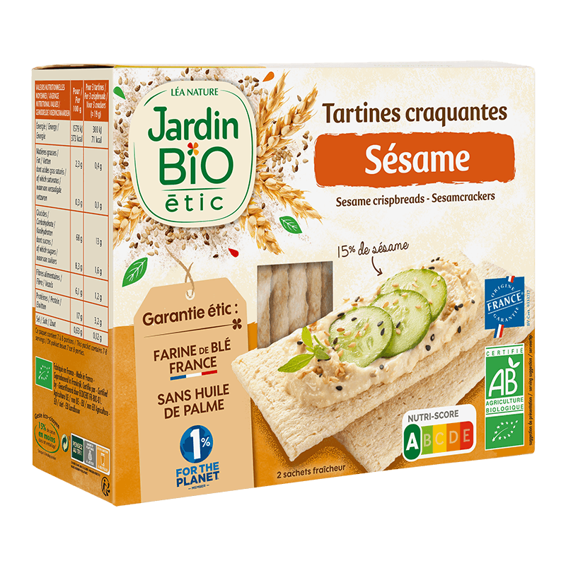 Organic sesame crispbreads 15% sesame