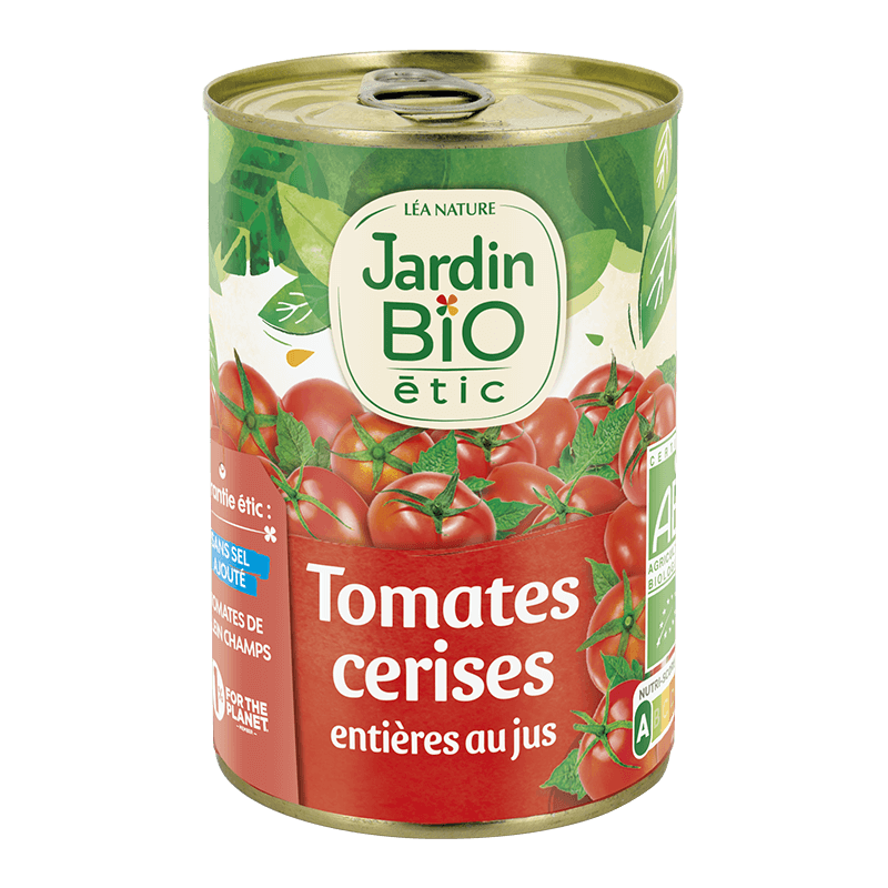 Organic whole cherry tomatoes in juice