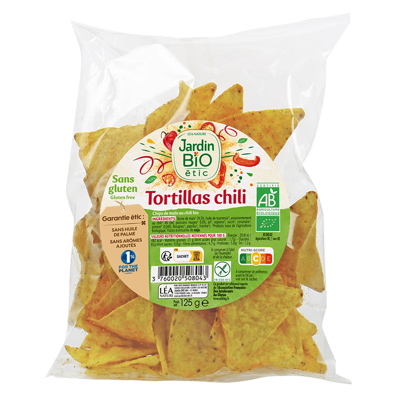 Organic chilli tortilla chips gluten-free